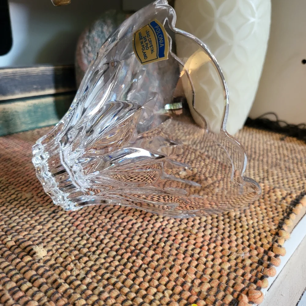 VTG Polonia Lead Crystal 24% Clear Dish 5.5"ร6" Poland - Picture 5 of 6